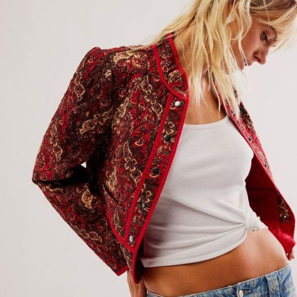 FREE PEOPLE zoey jacket red Sz S NEW - Picture 1 of 10